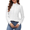 image:imageMicoson Women Lace Shirts Mock Neck Long Sleeve Top Casual Blouses Stretch Lace Slim T Shirt Dressy Blouse Tunic Tops