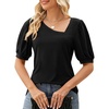 image:imageMicoson Women Puff Sleeves Tops Fashion Asymmetrical Neck Shirt Dressy Casual Tunic Blouses S2XL