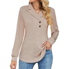 image:imageMicoson Womens Long Sleeve Button Lapel Tunic Tops V Neck Business Casual Swing Sweatshirt PulloverApricot