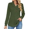 image:imageMicoson Womens Long Sleeve Button Lapel Tunic Tops V Neck Business Casual Swing Sweatshirt PulloverArmy Green
