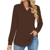 image:imageMicoson Womens Long Sleeve Button Lapel Tunic Tops V Neck Swing Sweatshirt