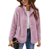 image:imageMicoson Womens Long Sleeve Cardigan Coat Lapel Button Down Warm Fuzzy Fleece Jacket Oversized Winter Outwear with Pockets