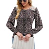 image:imageMicoson Womens Puff Long Sleeve Blouses Lace Pleated Front Shirts Fall Casual Smocked Cuff Tunics Top
