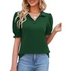 image:imageMicoson Womens Puffy Short Sleeve Polo Tee Shirt Collared Tunic BlousesGreen