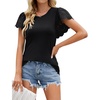 image:imageMicoson Womens Summer Tops Crewneck Lace Ruffle Sleeve Shirt Loose Tunic Blouses