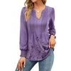 image:imageMicoson Womens V Neck Puff Short Sleeve Pleated T Shirts Fashion Summer Tops Casual Tunic BlouseLong Sleeve Floral Purple