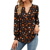 image:imageMicoson Womens V Neck Puff Short Sleeve Pleated T Shirts Fashion Summer Tops Casual Tunic BlouseZ3 Halloween Pumpkin