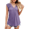 image:imageMicoson Womens V Neck Sleeveless Tank Tops Summer Pleated Shirts Cap Sleeve Top Loose Fit Casual Work Tunic Blouse