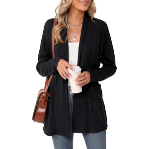 image:imageMicoson Womens Long Sleeve Open Front Cardigan Casual Loose Lightweight Cardigans with Pockets1black