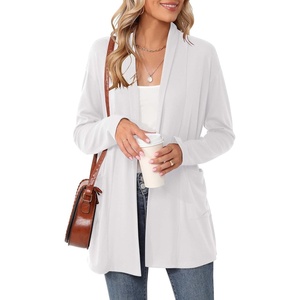 image:imageMicoson Womens Long Sleeve Open Front Cardigan Casual Loose Lightweight Cardigans with Pockets2white