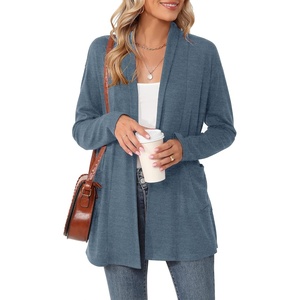 image:imageMicoson Womens Long Sleeve Open Front Cardigan Casual Loose Lightweight Cardigans with PocketsBlue