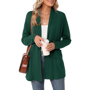 image:imageMicoson Womens Long Sleeve Open Front Cardigan Casual Loose Lightweight Cardigans with PocketsDark Green
