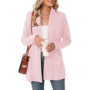 image:imageMicoson Womens Long Sleeve Open Front Cardigan Casual Loose Lightweight Cardigans with PocketsLight Pink