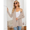 image:imageMicoson Womens Long Sleeve Open Front Cardigan Casual Loose Lightweight Cardigans with PocketsLight Brown